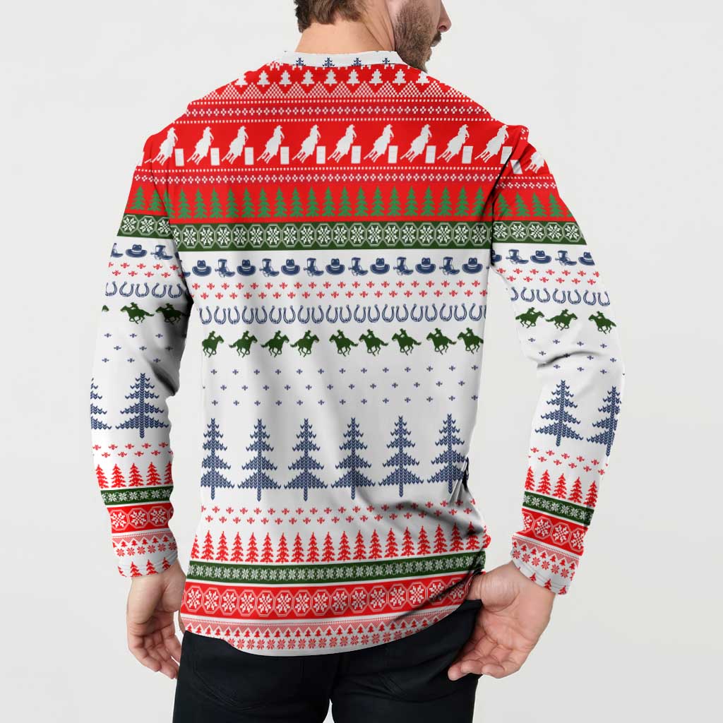 Barrel Racing Christmas Button Sweatshirt Xmas Holiday Patterns - Wonder Print Shop