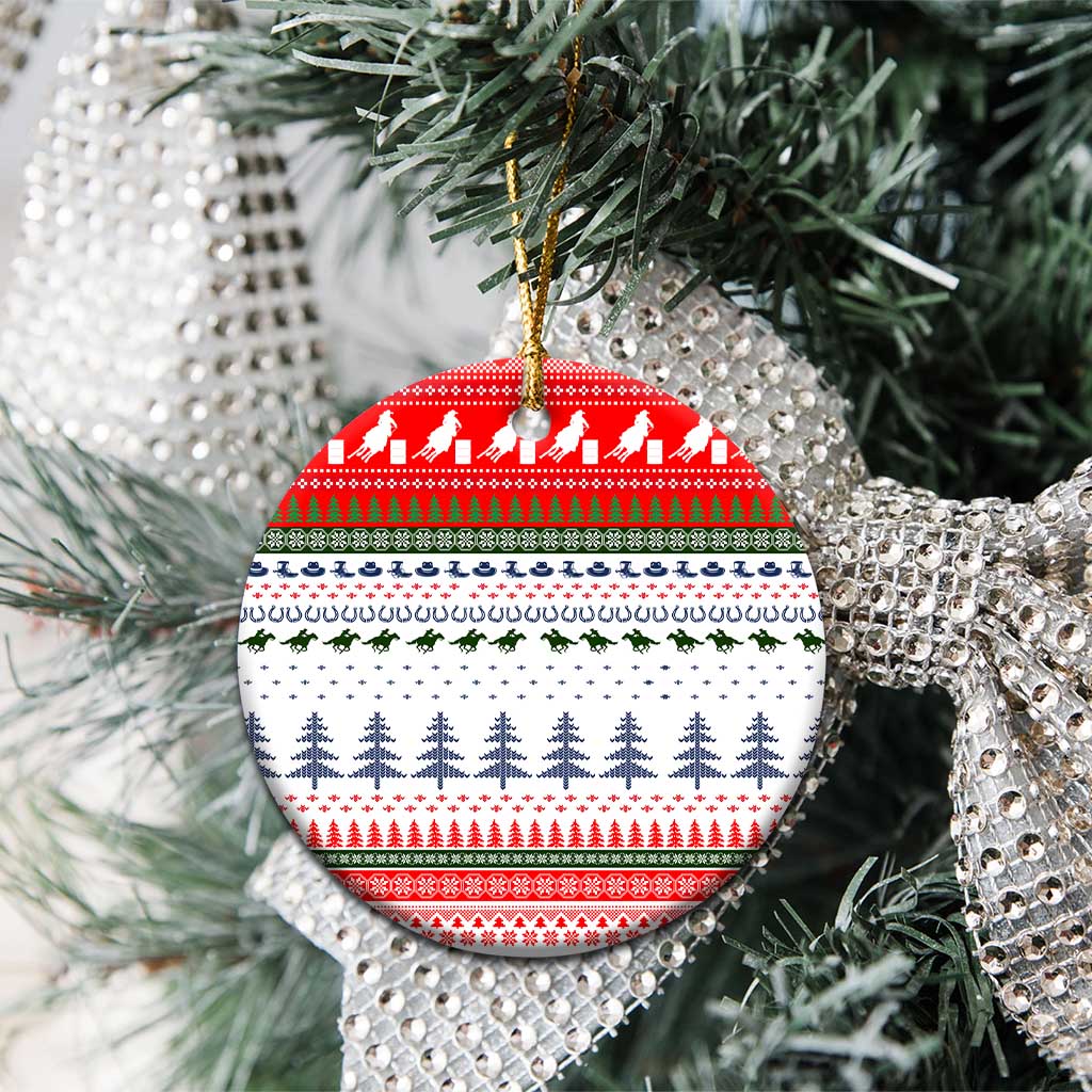 Barrel Racing Christmas Ceramic Ornament Xmas Holiday Patterns - Wonder Print Shop
