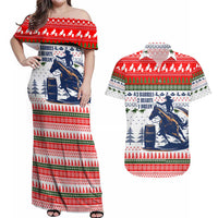 Barrel Racing Christmas Couples Matching Off Shoulder Maxi Dress and Hawaiian Shirt Xmas Holiday Patterns - Wonder Print Shop
