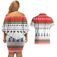 Barrel Racing Christmas Couples Matching Off Shoulder Short Dress and Hawaiian Shirt Xmas Holiday Patterns - Wonder Print Shop