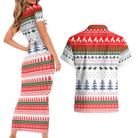 Barrel Racing Christmas Couples Matching Short Sleeve Bodycon Dress and Hawaiian Shirt Xmas Holiday Patterns - Wonder Print Shop