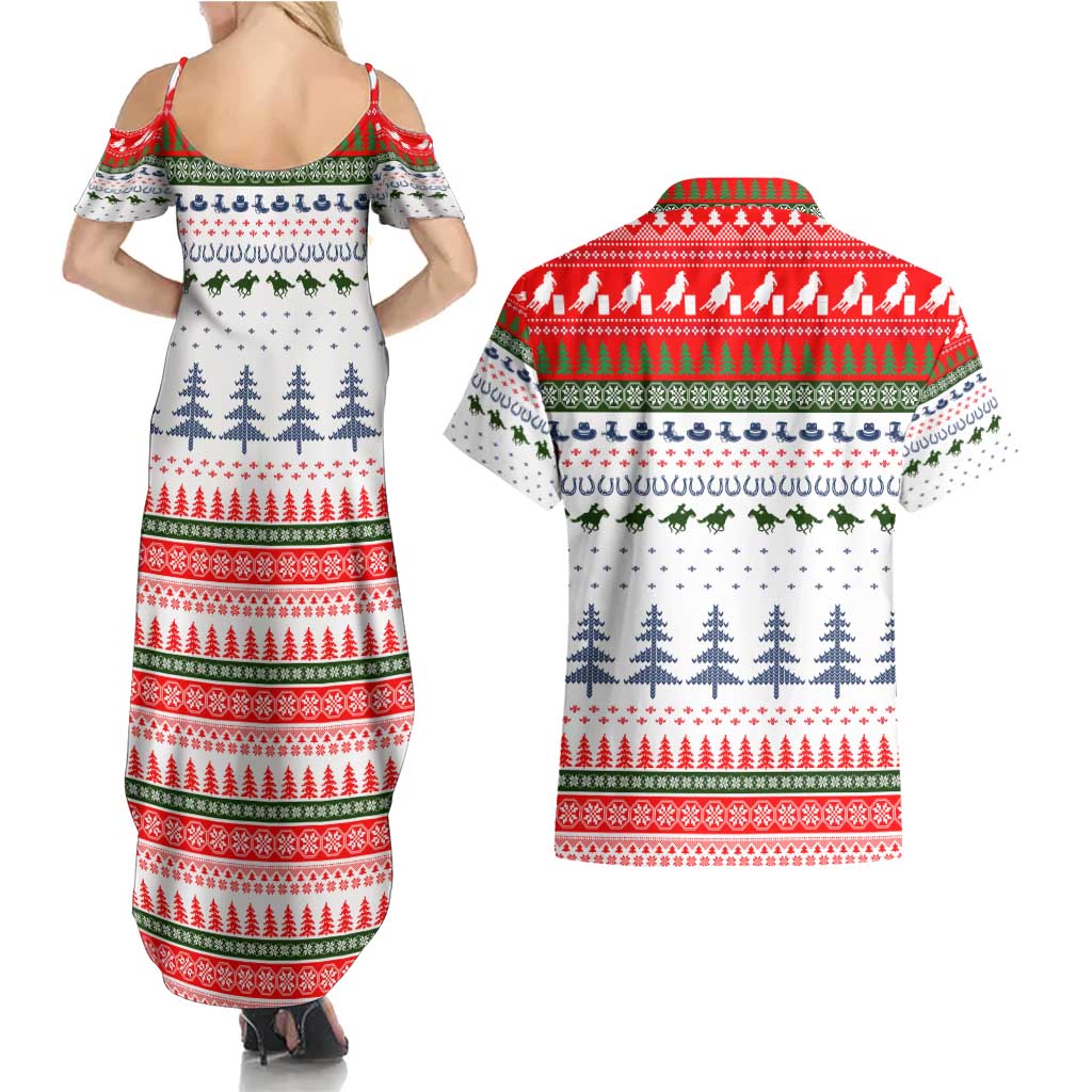 Barrel Racing Christmas Couples Matching Summer Maxi Dress and Hawaiian Shirt Xmas Holiday Patterns - Wonder Print Shop