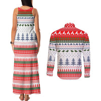 Barrel Racing Christmas Couples Matching Tank Maxi Dress and Long Sleeve Button Shirt Xmas Holiday Patterns - Wonder Print Shop