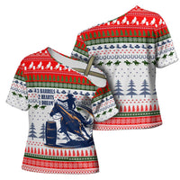 Barrel Racing Christmas Cross Shoulder Shirt Xmas Holiday Patterns - Wonder Print Shop