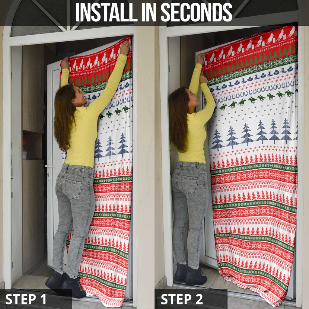 Barrel Racing Christmas Door Cover Xmas Holiday Patterns - Wonder Print Shop