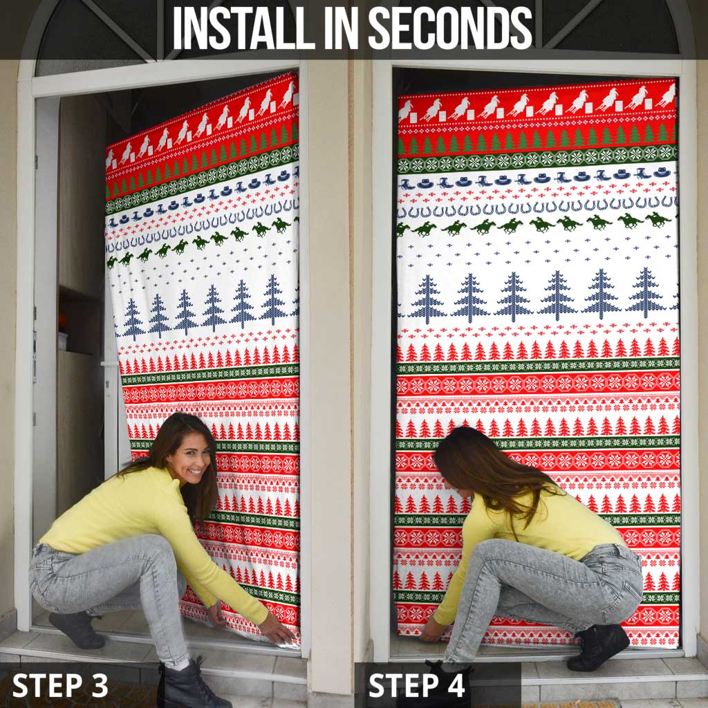 Barrel Racing Christmas Door Cover Xmas Holiday Patterns - Wonder Print Shop