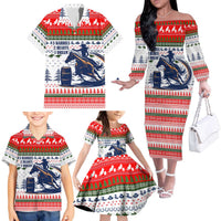 Barrel Racing Christmas Family Matching Off The Shoulder Long Sleeve Dress and Hawaiian Shirt Xmas Holiday Patterns - Wonder Print Shop