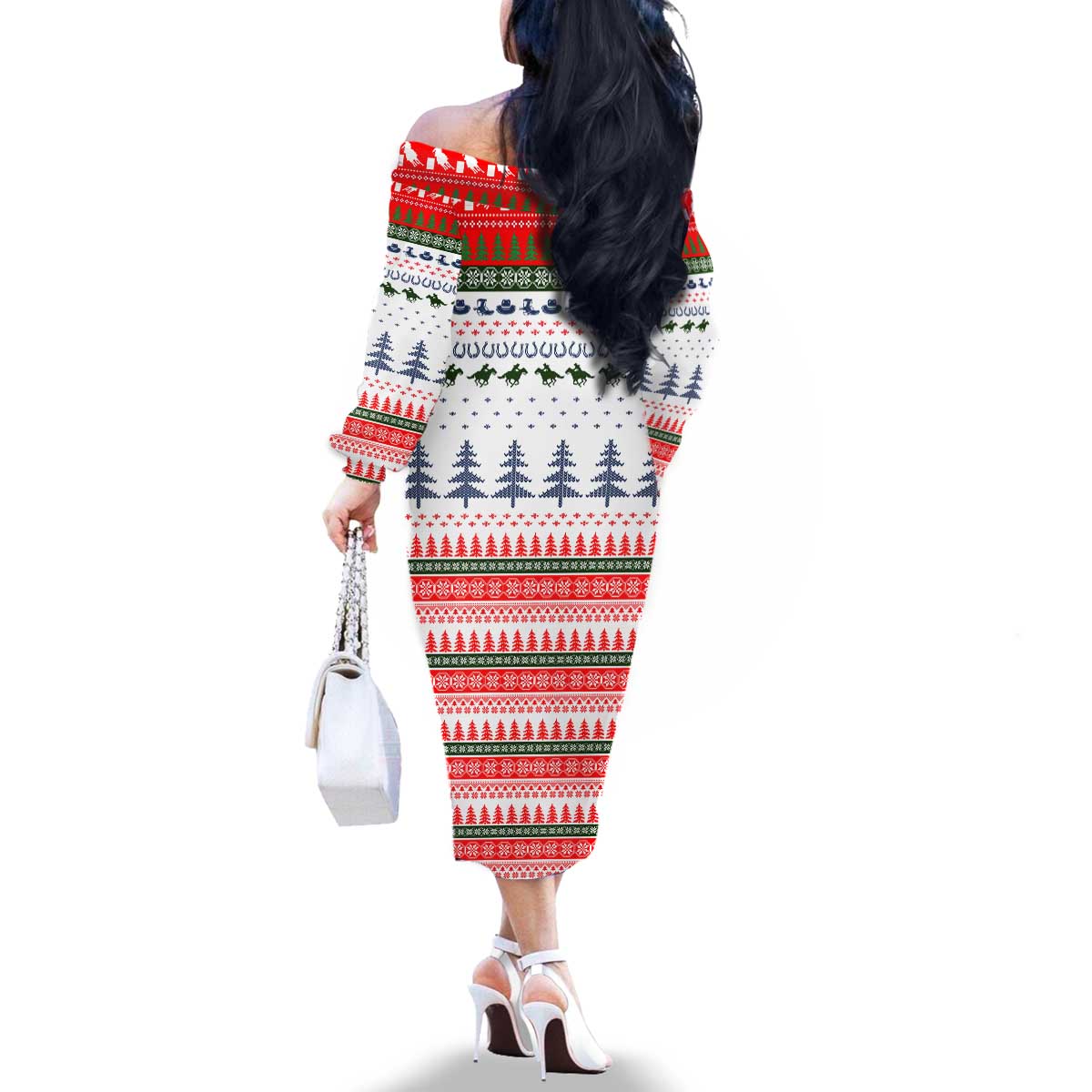 Barrel Racing Christmas Family Matching Off The Shoulder Long Sleeve Dress and Hawaiian Shirt Xmas Holiday Patterns - Wonder Print Shop