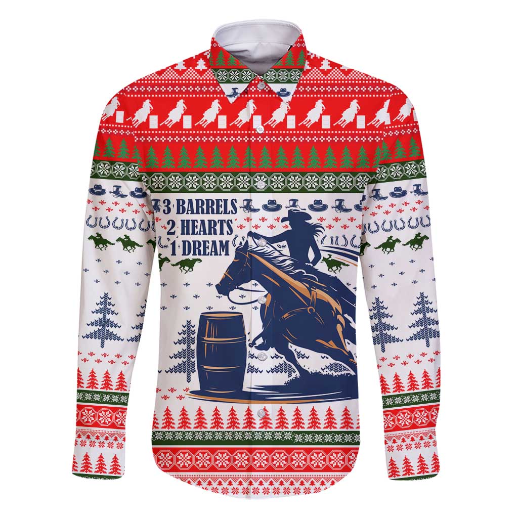 Barrel Racing Christmas Family Matching Off Shoulder Maxi Dress and Hawaiian Shirt Xmas Holiday Patterns - Wonder Print Shop