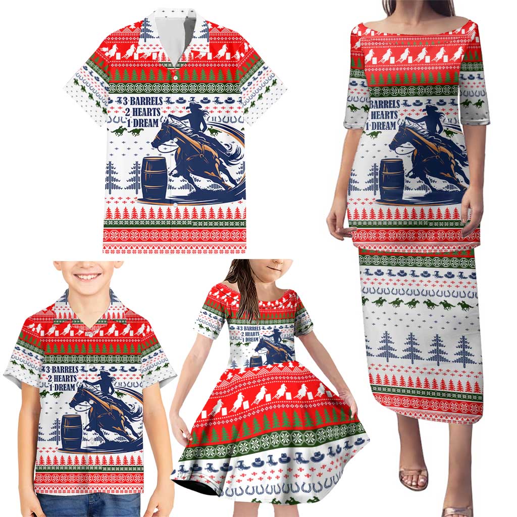 Barrel Racing Christmas Family Matching Puletasi and Hawaiian Shirt Xmas Holiday Patterns - Wonder Print Shop