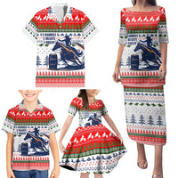 Barrel Racing Christmas Family Matching Puletasi and Hawaiian Shirt Xmas Holiday Patterns - Wonder Print Shop