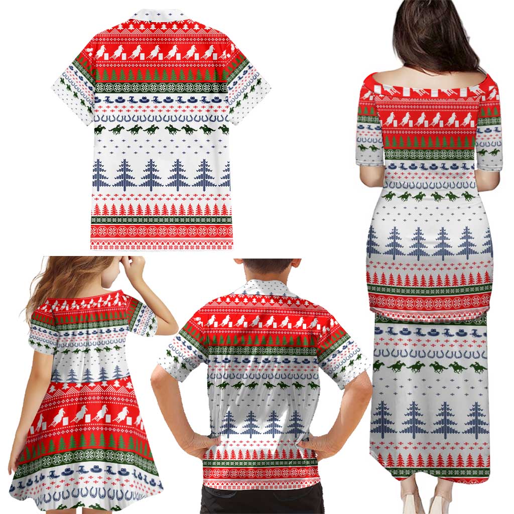 Barrel Racing Christmas Family Matching Puletasi and Hawaiian Shirt Xmas Holiday Patterns - Wonder Print Shop