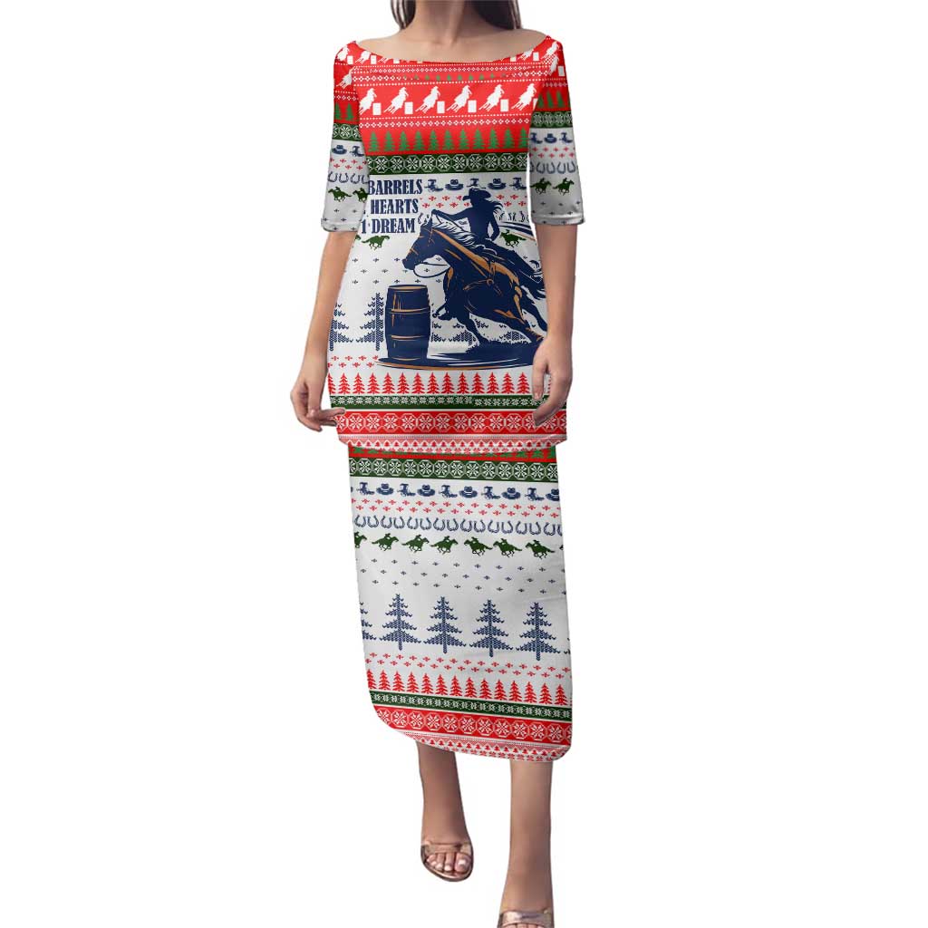 Barrel Racing Christmas Family Matching Puletasi and Hawaiian Shirt Xmas Holiday Patterns - Wonder Print Shop