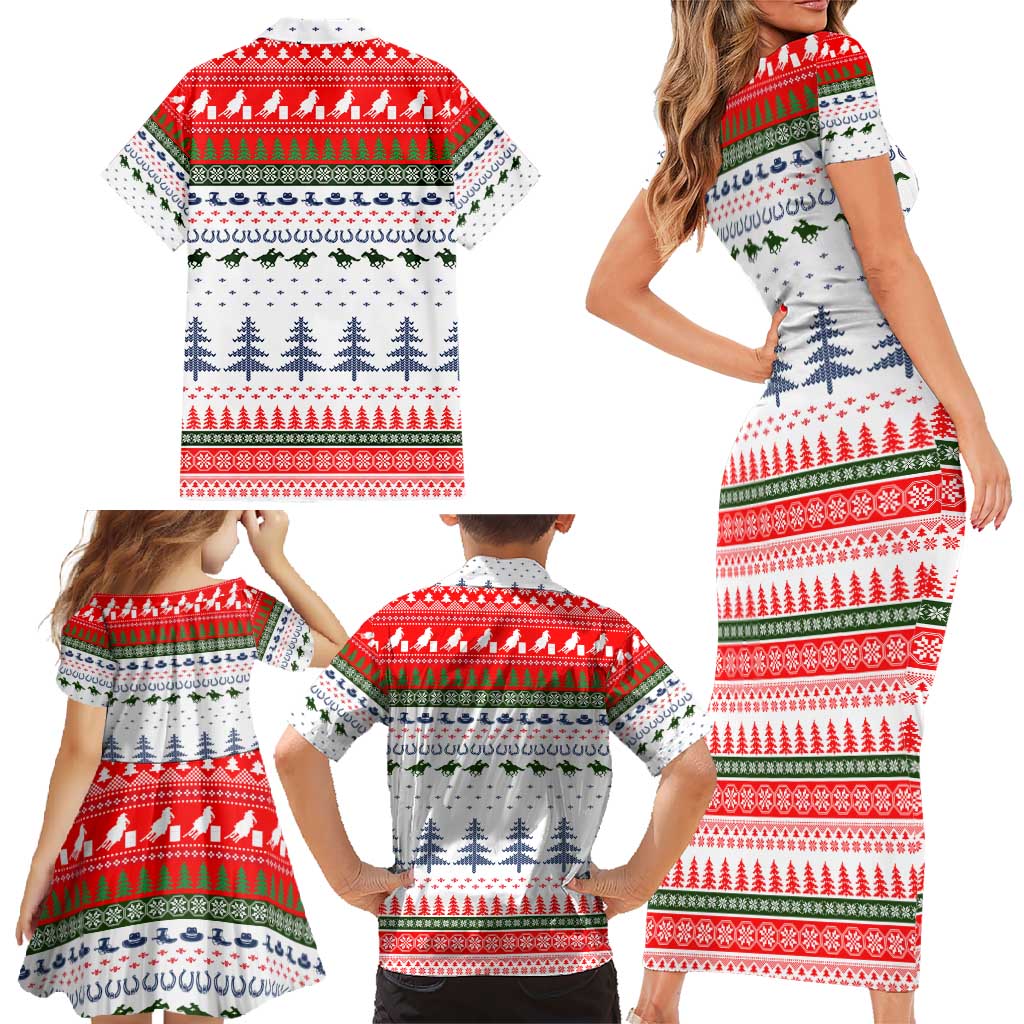 Barrel Racing Christmas Family Matching Short Sleeve Bodycon Dress and Hawaiian Shirt Xmas Holiday Patterns - Wonder Print Shop