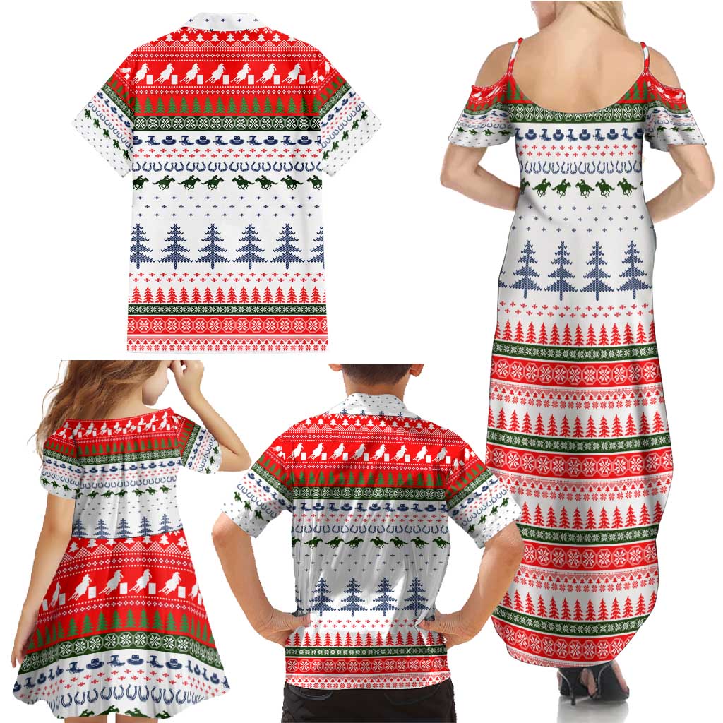 Barrel Racing Christmas Family Matching Summer Maxi Dress and Hawaiian Shirt Xmas Holiday Patterns - Wonder Print Shop