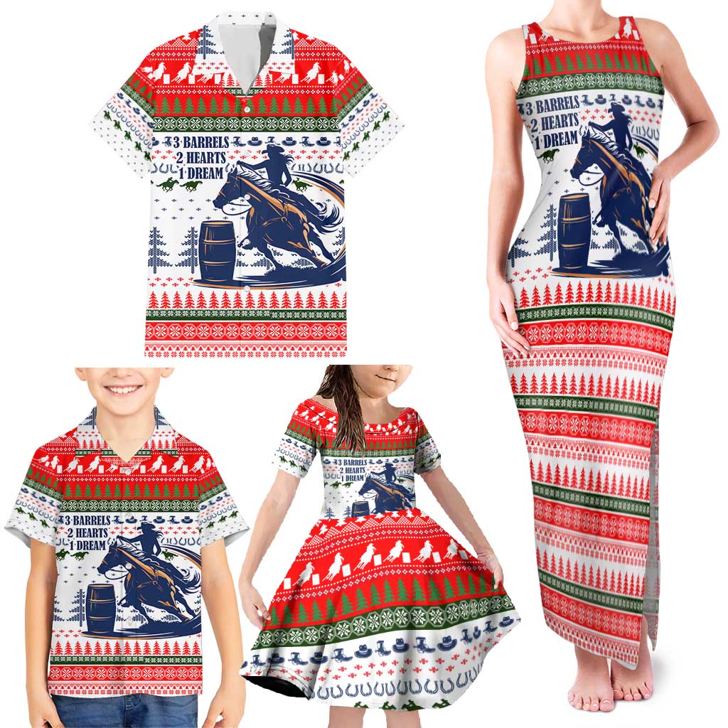 Barrel Racing Christmas Family Matching Tank Maxi Dress and Hawaiian Shirt Xmas Holiday Patterns - Wonder Print Shop