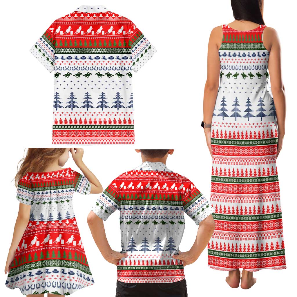 Barrel Racing Christmas Family Matching Tank Maxi Dress and Hawaiian Shirt Xmas Holiday Patterns - Wonder Print Shop