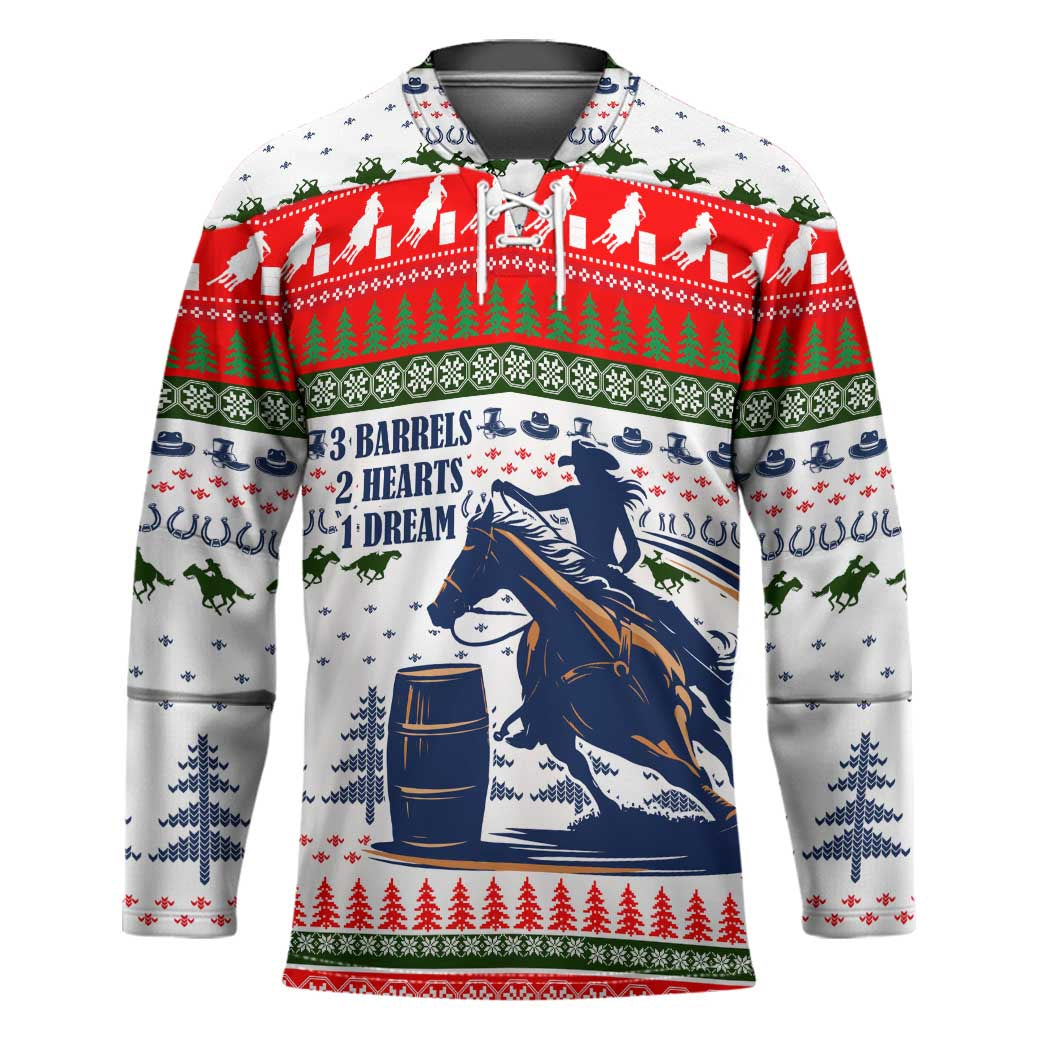 Barrel Racing Christmas Hockey Jersey Xmas Holiday Patterns - Wonder Print Shop