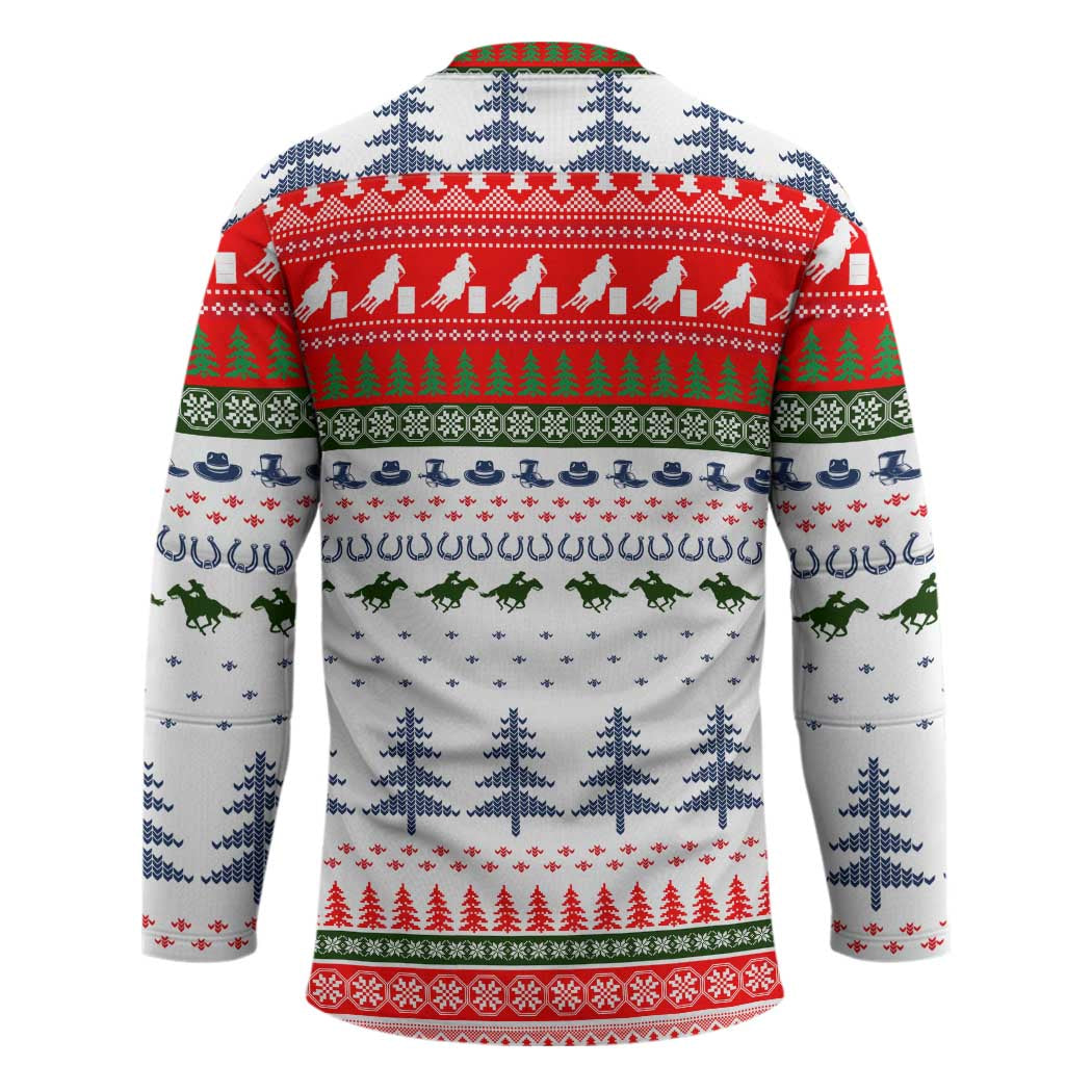 Barrel Racing Christmas Hockey Jersey Xmas Holiday Patterns - Wonder Print Shop