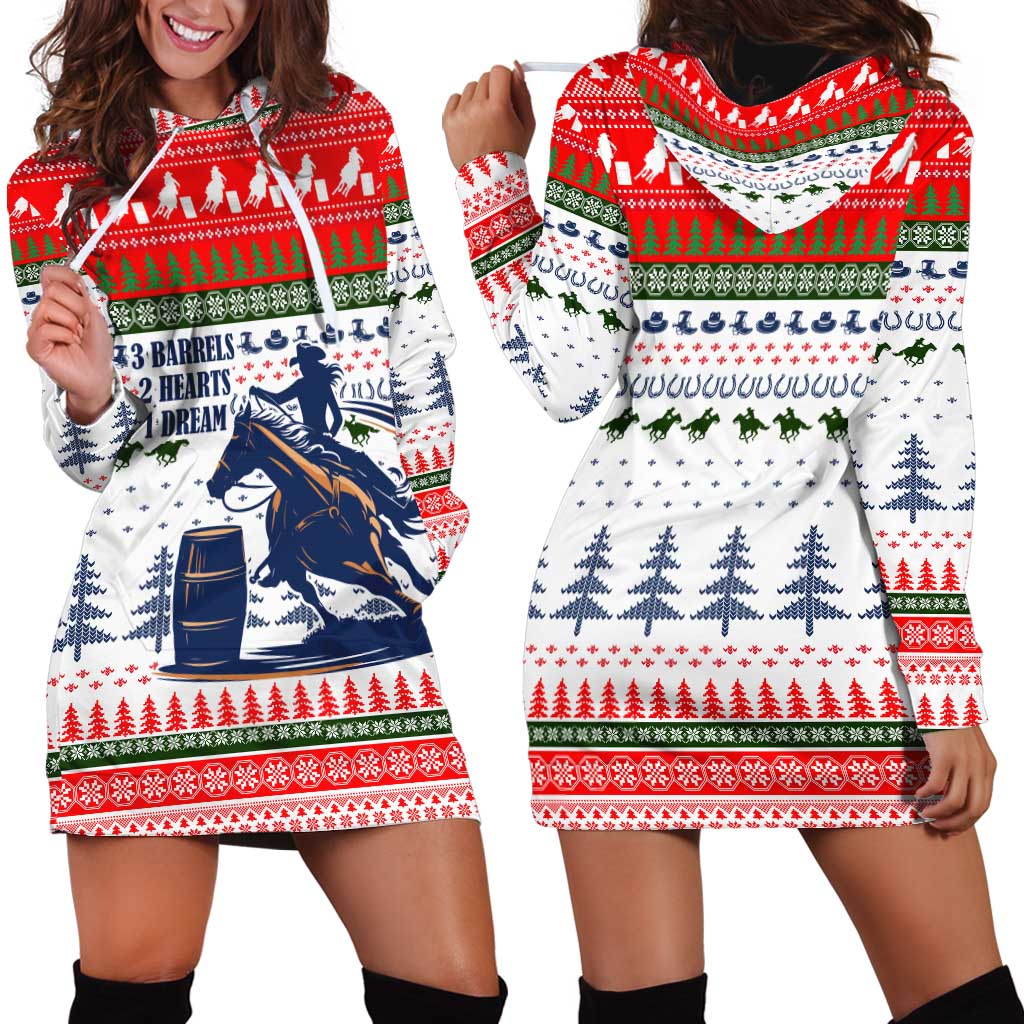 Barrel Racing Christmas Hoodie Dress Xmas Holiday Patterns - Wonder Print Shop