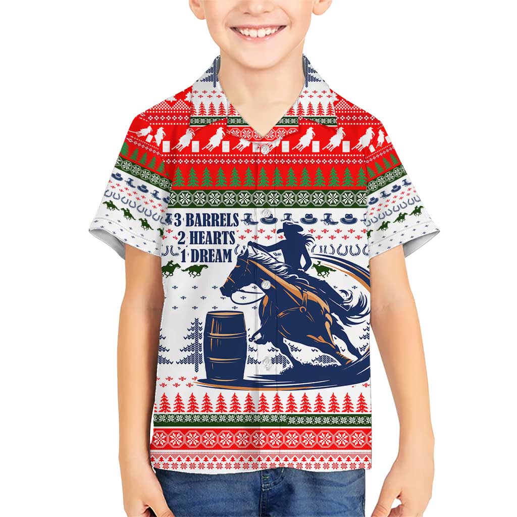 Barrel Racing Christmas Kid Hawaiian Shirt Xmas Holiday Patterns - Wonder Print Shop
