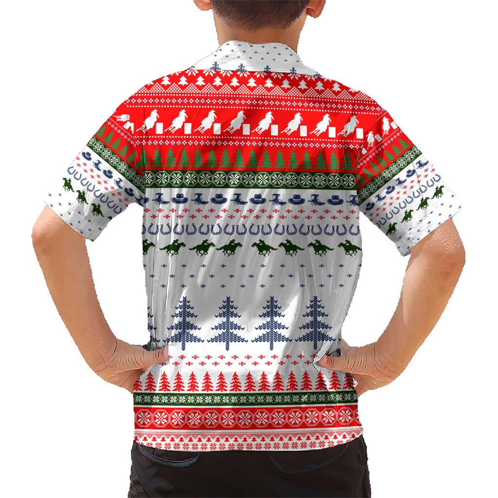 Barrel Racing Christmas Kid Hawaiian Shirt Xmas Holiday Patterns - Wonder Print Shop