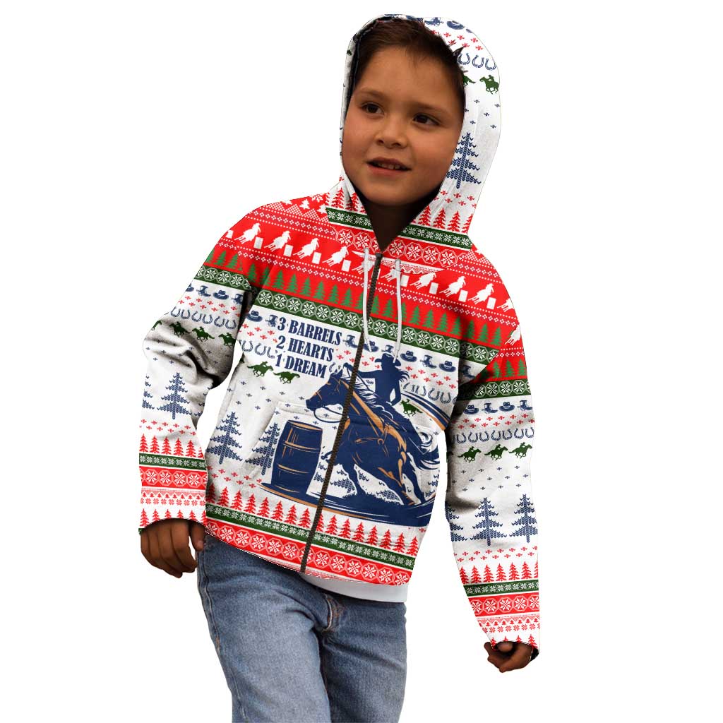 Barrel Racing Christmas Kid Hoodie Xmas Holiday Patterns - Wonder Print Shop