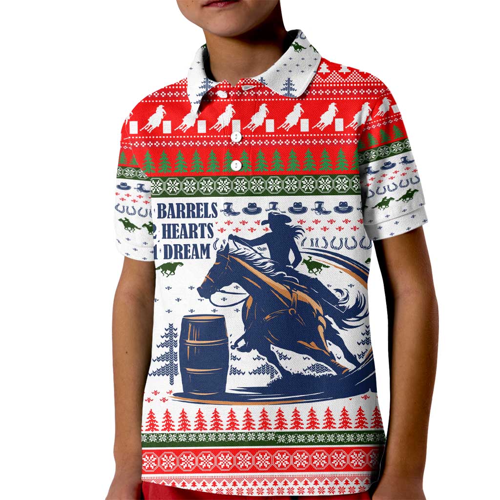 Barrel Racing Christmas Kid Polo Shirt Xmas Holiday Patterns - Wonder Print Shop