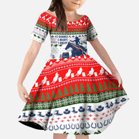 Barrel Racing Christmas Kid Short Sleeve Dress Xmas Holiday Patterns - Wonder Print Shop