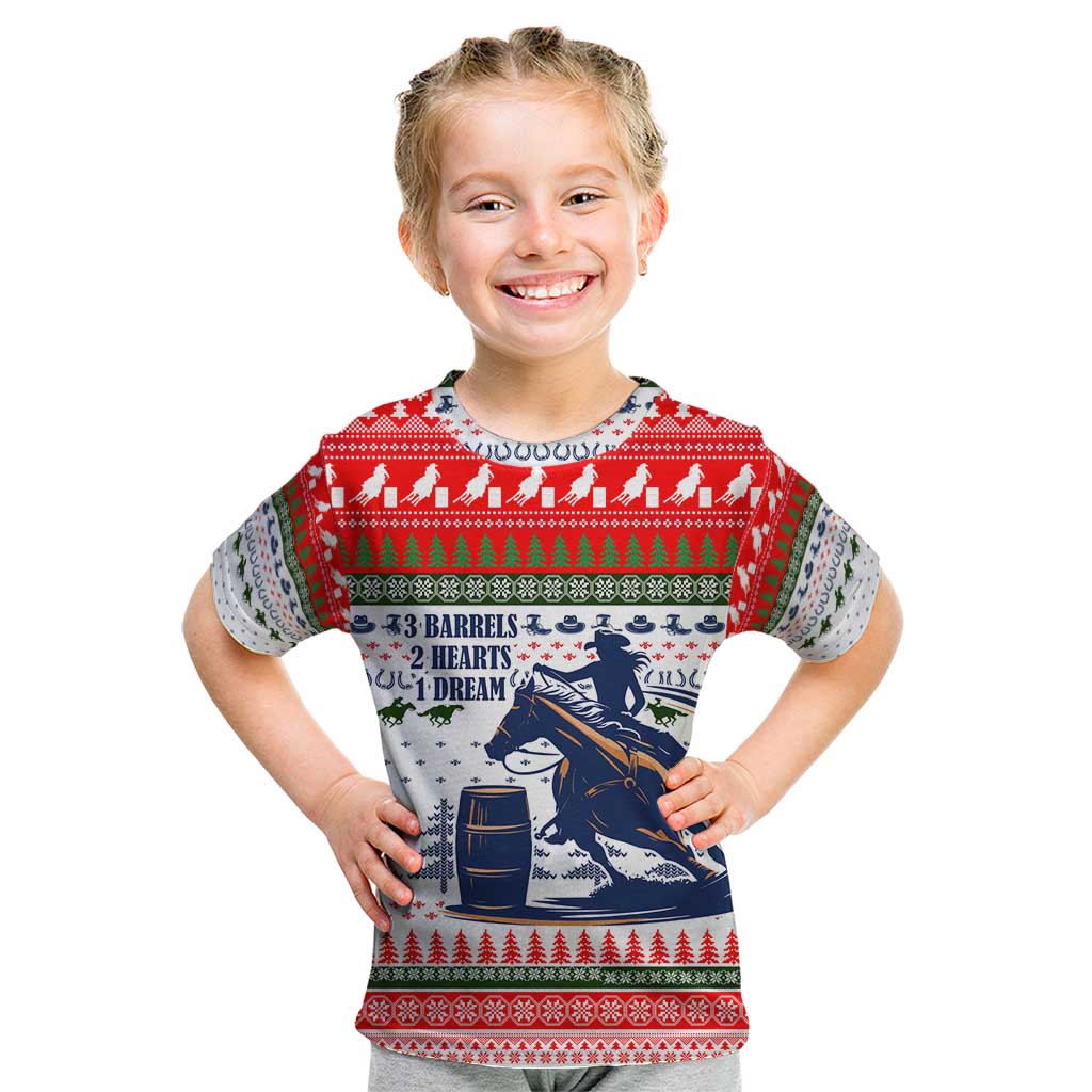 Barrel Racing Christmas Kid T Shirt Xmas Holiday Patterns - Wonder Print Shop