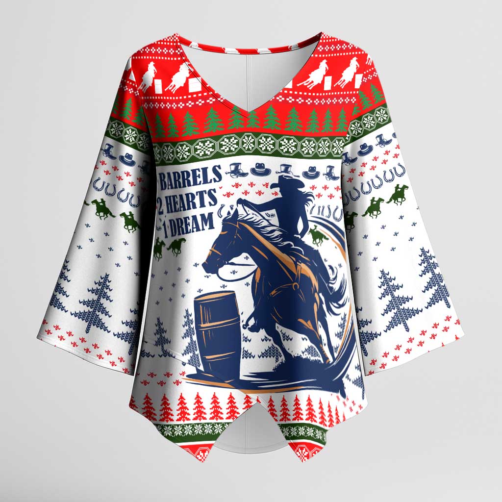 Barrel Racing Christmas Kimono Sleeve Blouse Xmas Holiday Patterns - Wonder Print Shop
