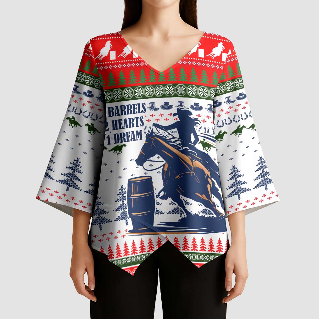 Barrel Racing Christmas Kimono Sleeve Blouse Xmas Holiday Patterns - Wonder Print Shop