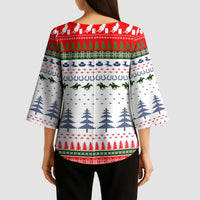 Barrel Racing Christmas Kimono Sleeve Blouse Xmas Holiday Patterns - Wonder Print Shop