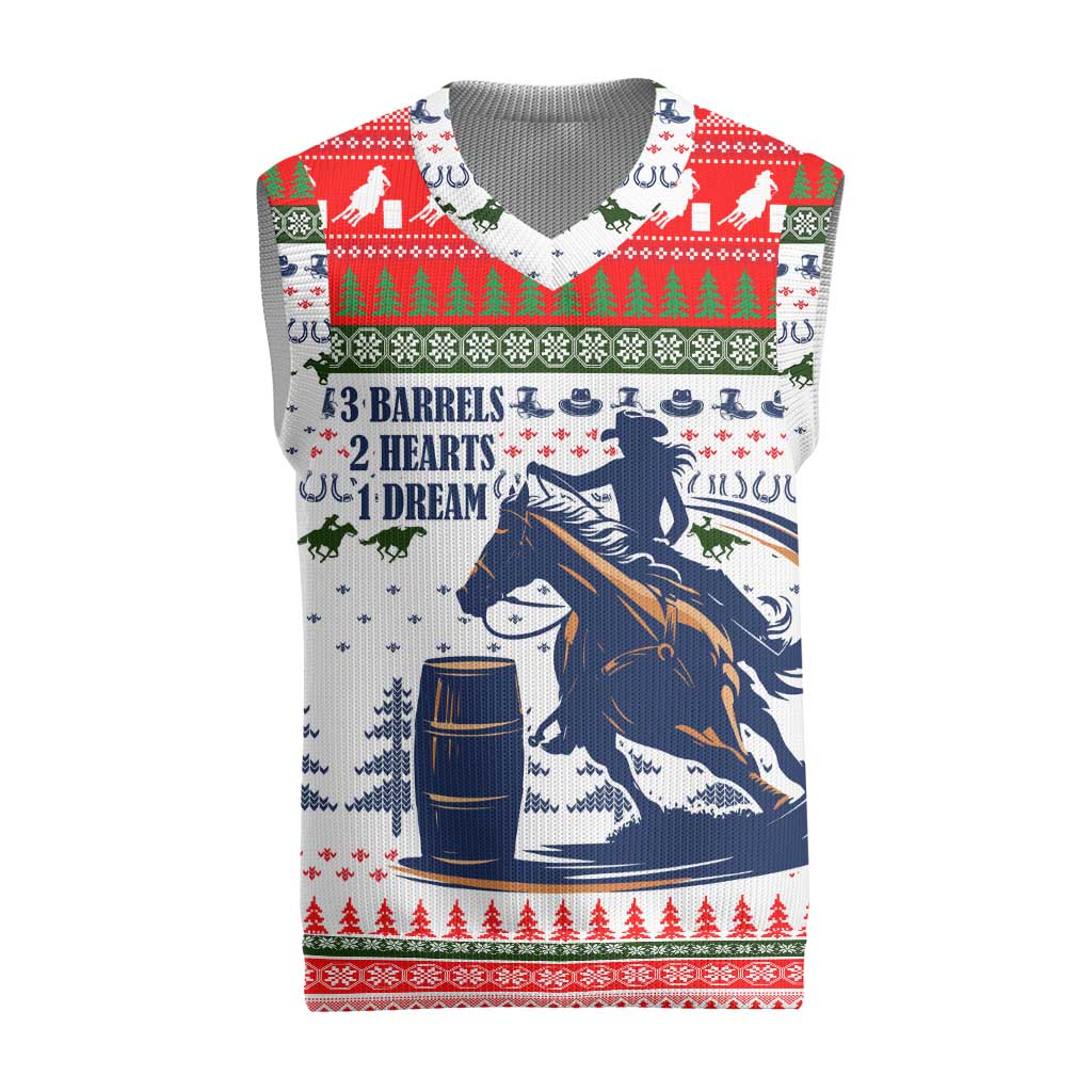 Barrel Racing Christmas Knitted V-Neck Vest Xmas Holiday Patterns - Wonder Print Shop
