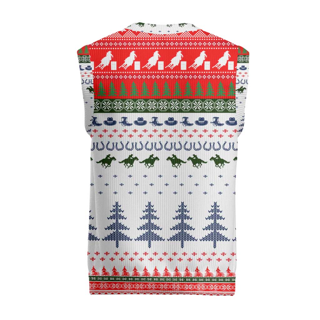 Barrel Racing Christmas Knitted V-Neck Vest Xmas Holiday Patterns - Wonder Print Shop