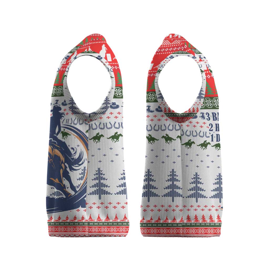 Barrel Racing Christmas Knitted V-Neck Vest Xmas Holiday Patterns - Wonder Print Shop