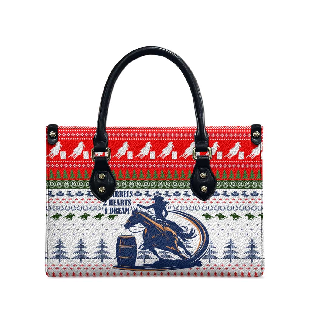 Barrel Racing Christmas Leather Bag Xmas Holiday Patterns - Wonder Print Shop