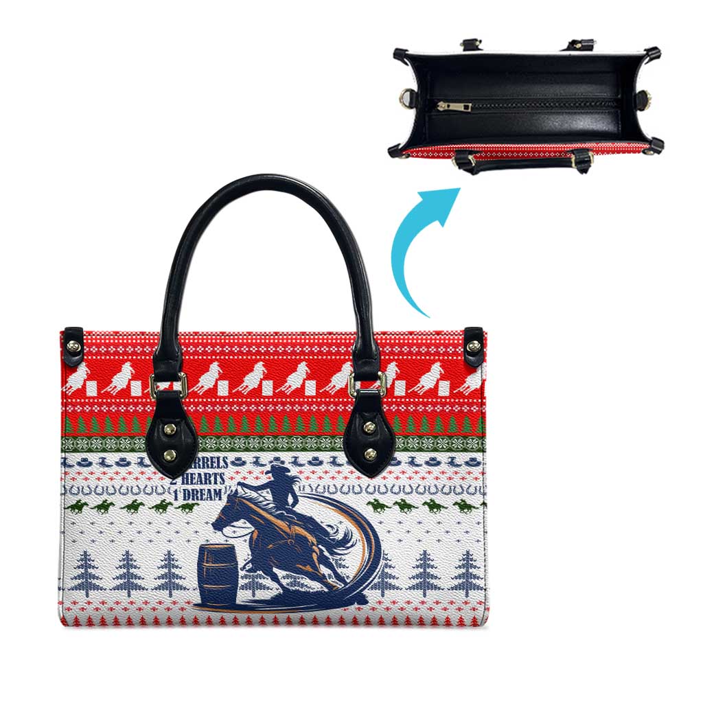 Barrel Racing Christmas Leather Bag Xmas Holiday Patterns - Wonder Print Shop