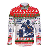 Barrel Racing Christmas Long Sleeve Button Shirt Xmas Holiday Patterns - Wonder Print Shop