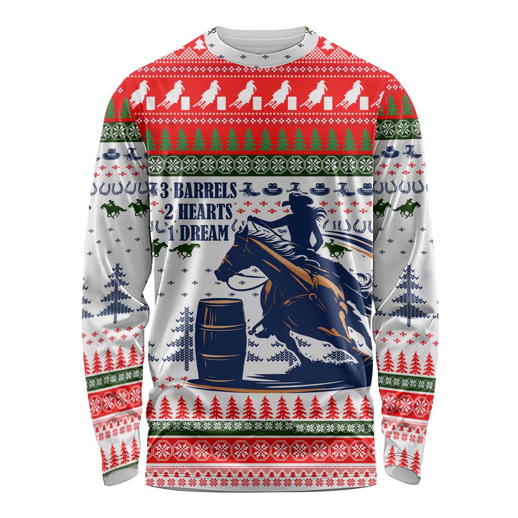 Barrel Racing Christmas Long Sleeve Shirt Xmas Holiday Patterns - Wonder Print Shop