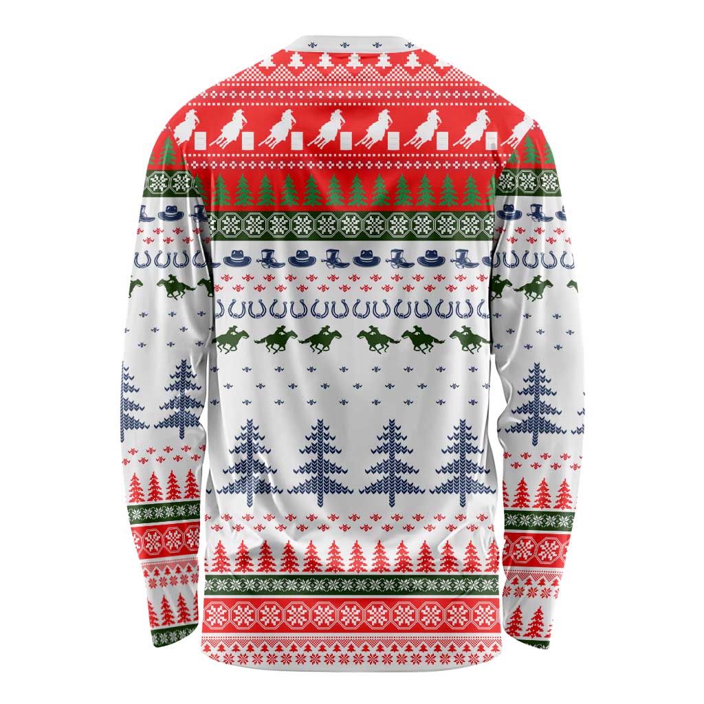 Barrel Racing Christmas Long Sleeve Shirt Xmas Holiday Patterns - Wonder Print Shop