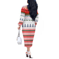 Barrel Racing Christmas Off The Shoulder Long Sleeve Dress Xmas Holiday Patterns - Wonder Print Shop