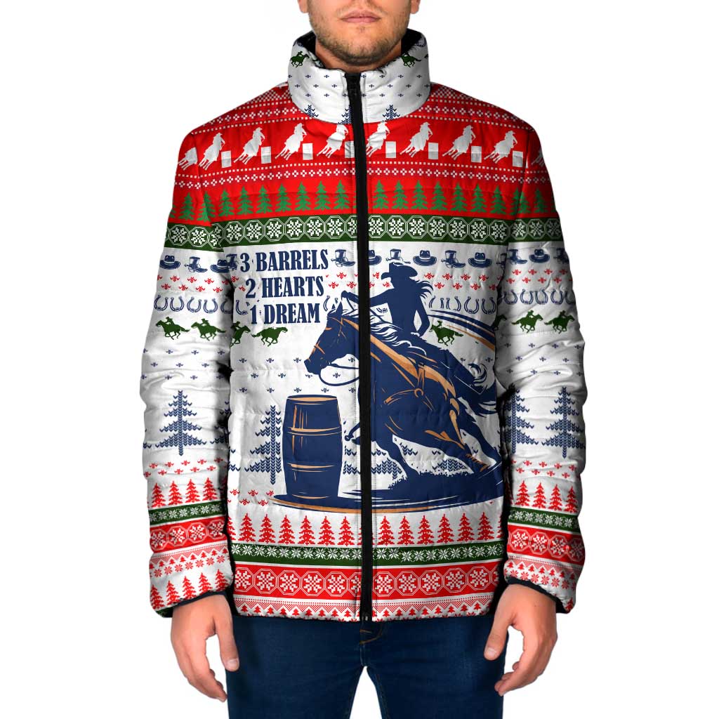 Barrel Racing Christmas Padded Jacket Xmas Holiday Patterns - Wonder Print Shop