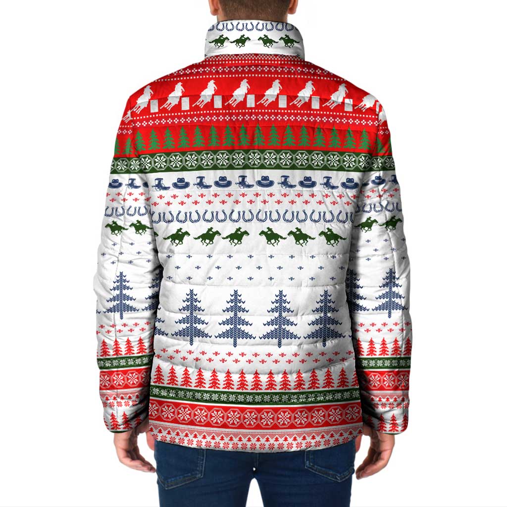Barrel Racing Christmas Padded Jacket Xmas Holiday Patterns - Wonder Print Shop