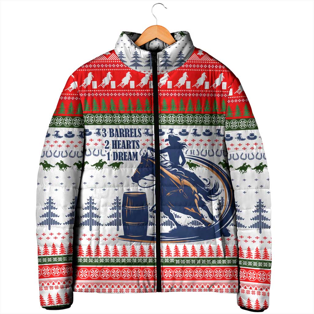 Barrel Racing Christmas Padded Jacket Xmas Holiday Patterns - Wonder Print Shop