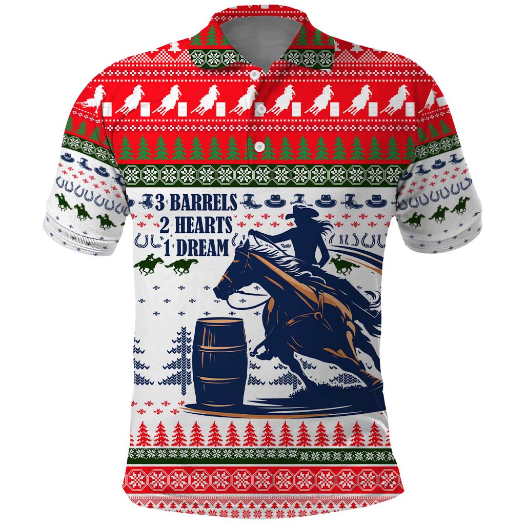 Barrel Racing Christmas Polo Shirt Xmas Holiday Patterns - Wonder Print Shop