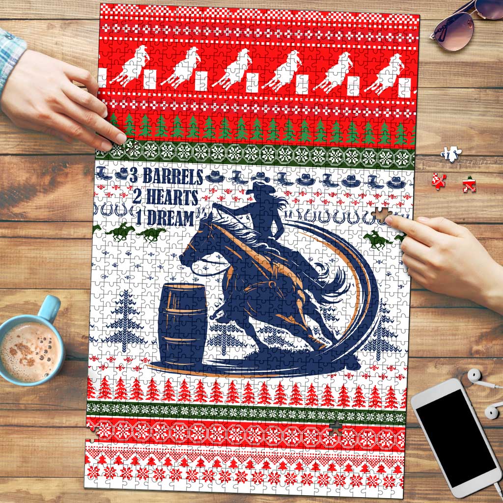 Barrel Racing Christmas Puzzle Xmas Holiday Patterns - Wonder Print Shop