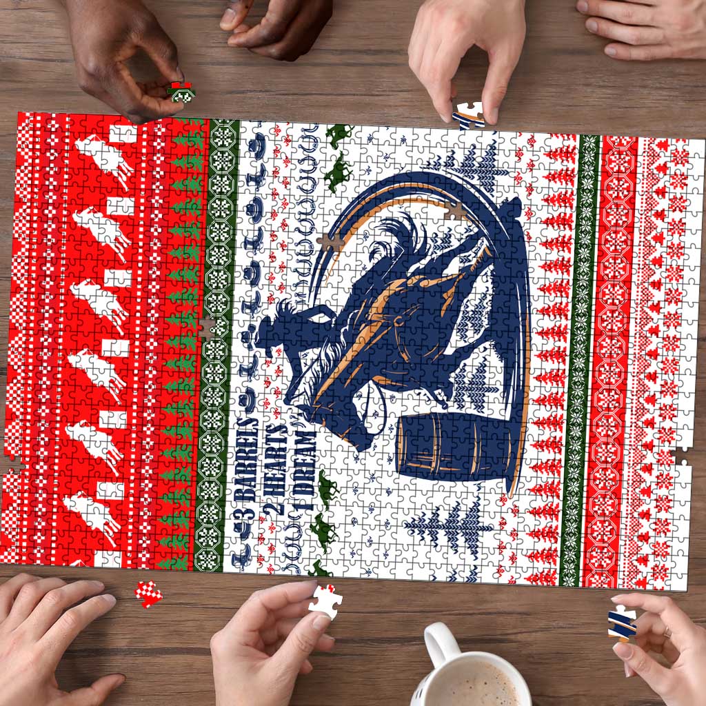 Barrel Racing Christmas Puzzle Xmas Holiday Patterns - Wonder Print Shop