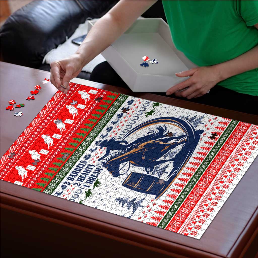 Barrel Racing Christmas Puzzle Xmas Holiday Patterns - Wonder Print Shop