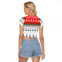 Barrel Racing Christmas Raglan Cropped T Shirt Xmas Holiday Patterns - Wonder Print Shop
